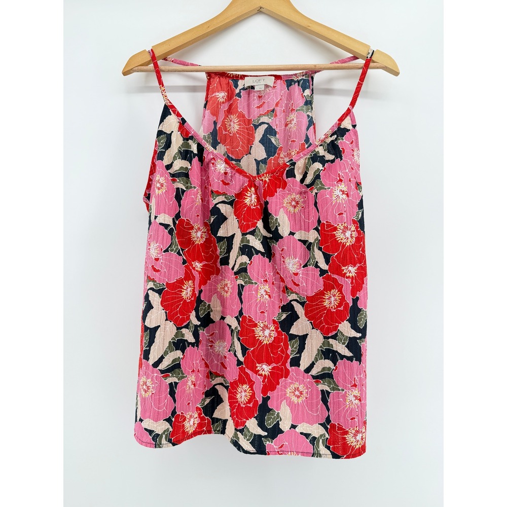Romantic Floral Pattern Lightweight Tank Top Shirt Red Pink Blue Colorful